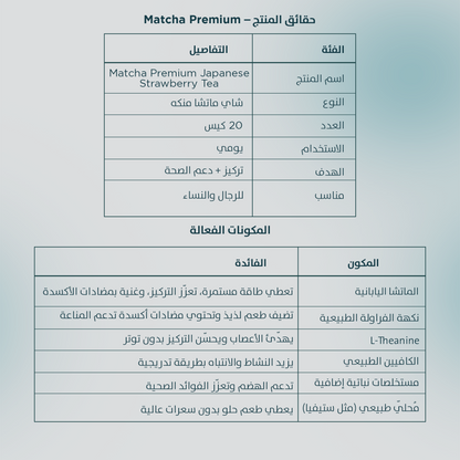 شاي الماتشا الياباني الفاخر بالفراولة 20 كيس